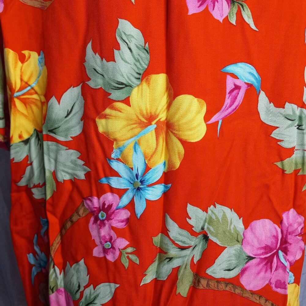 Caribbean Joe Size 3X Hawaiian Shirt Womens Floral Short Sleeves Coconut Buttons - Picture 11 of 11